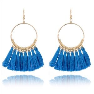 Blue tassel earrings